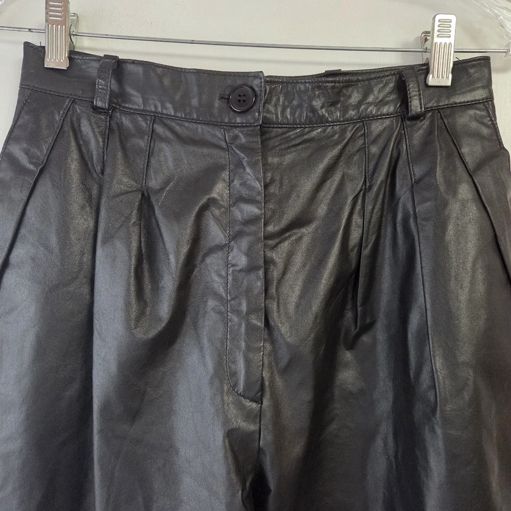 VAKKO Vintage Black Leather Pants Size 8 - Picture 2 of 6